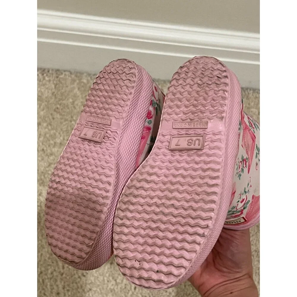 Hunter X Love Shack Fancy Boots Girls Kids Size US 7 Pink Bows - Picture 7 of 11